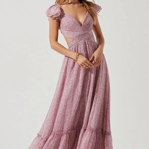 ASTR the Label Primrose Dress Dark Fuchsia Multi Medium